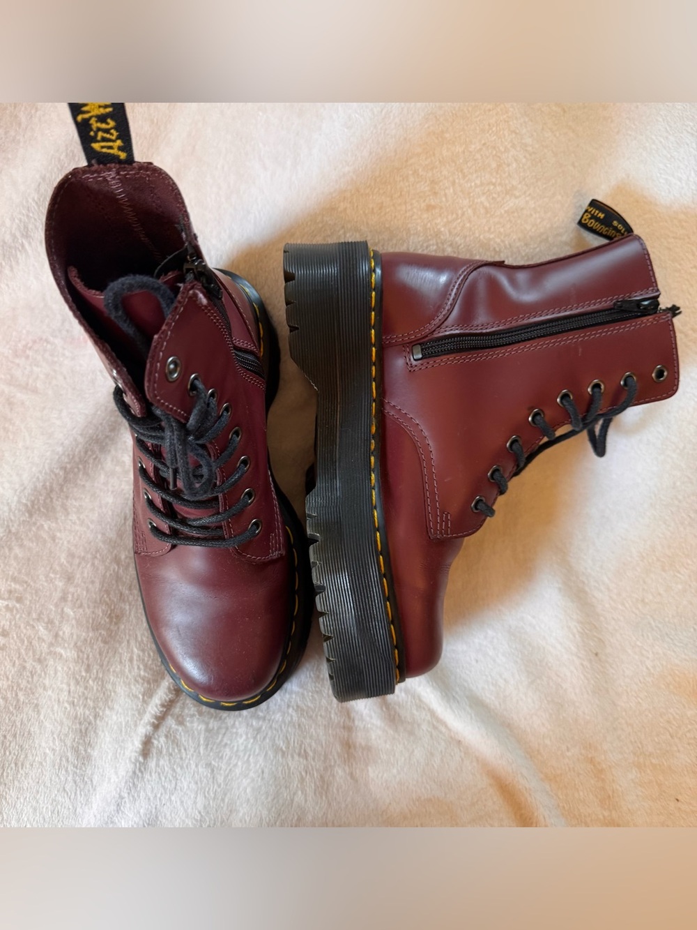 Dr Martens Burgundy Platform Combat Boots Great Condition
